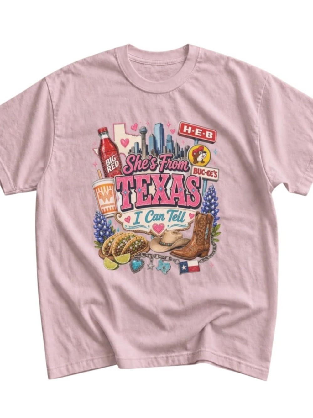 Pink She's From Texas I Can Tell Graphic Tee